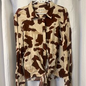 Brown and Cream Button-Up Shirt